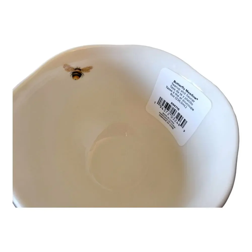 NEW Lenox Butterfly Meadow Monarch Teacup & Saucer Plate (Capacity: 8 oz.)